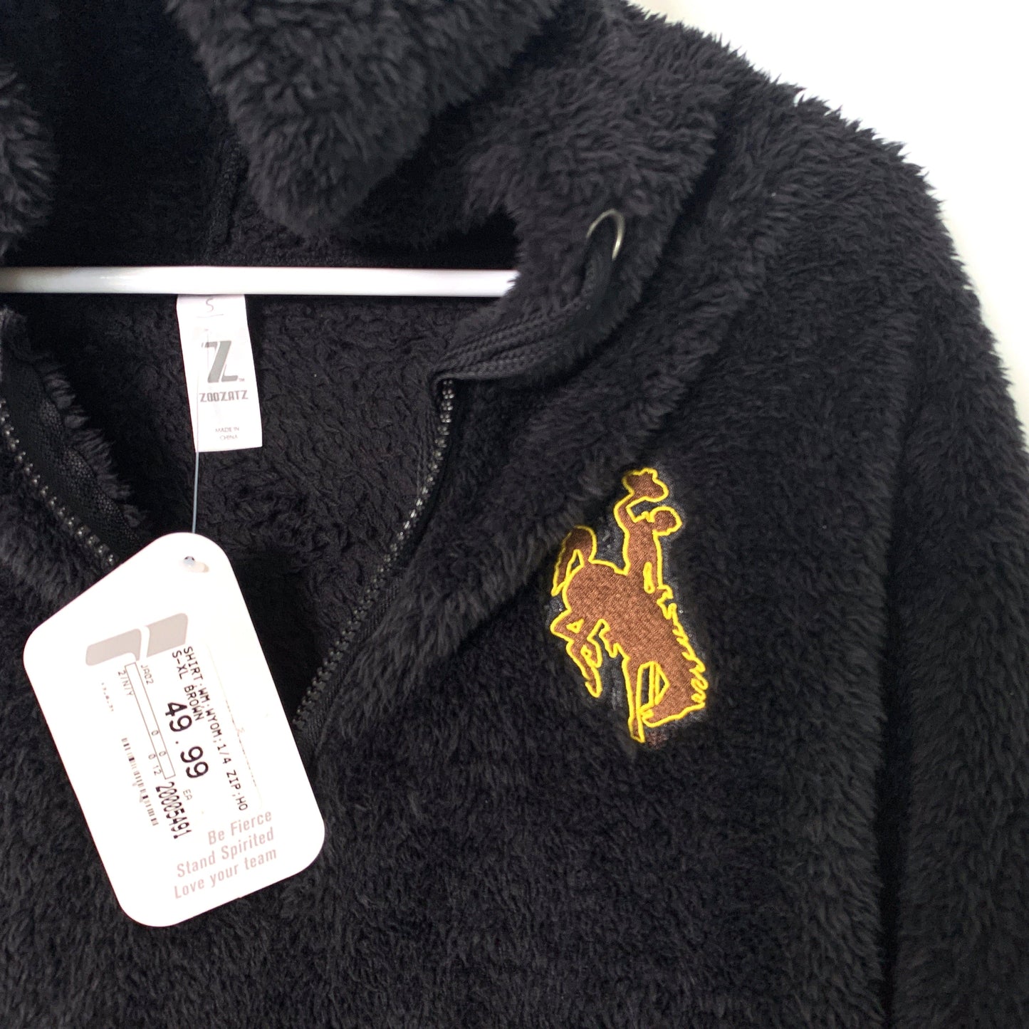 University of Wyoming Women's Black ¼ Zip Pullover Hoodie Sweatshirt - Size Small