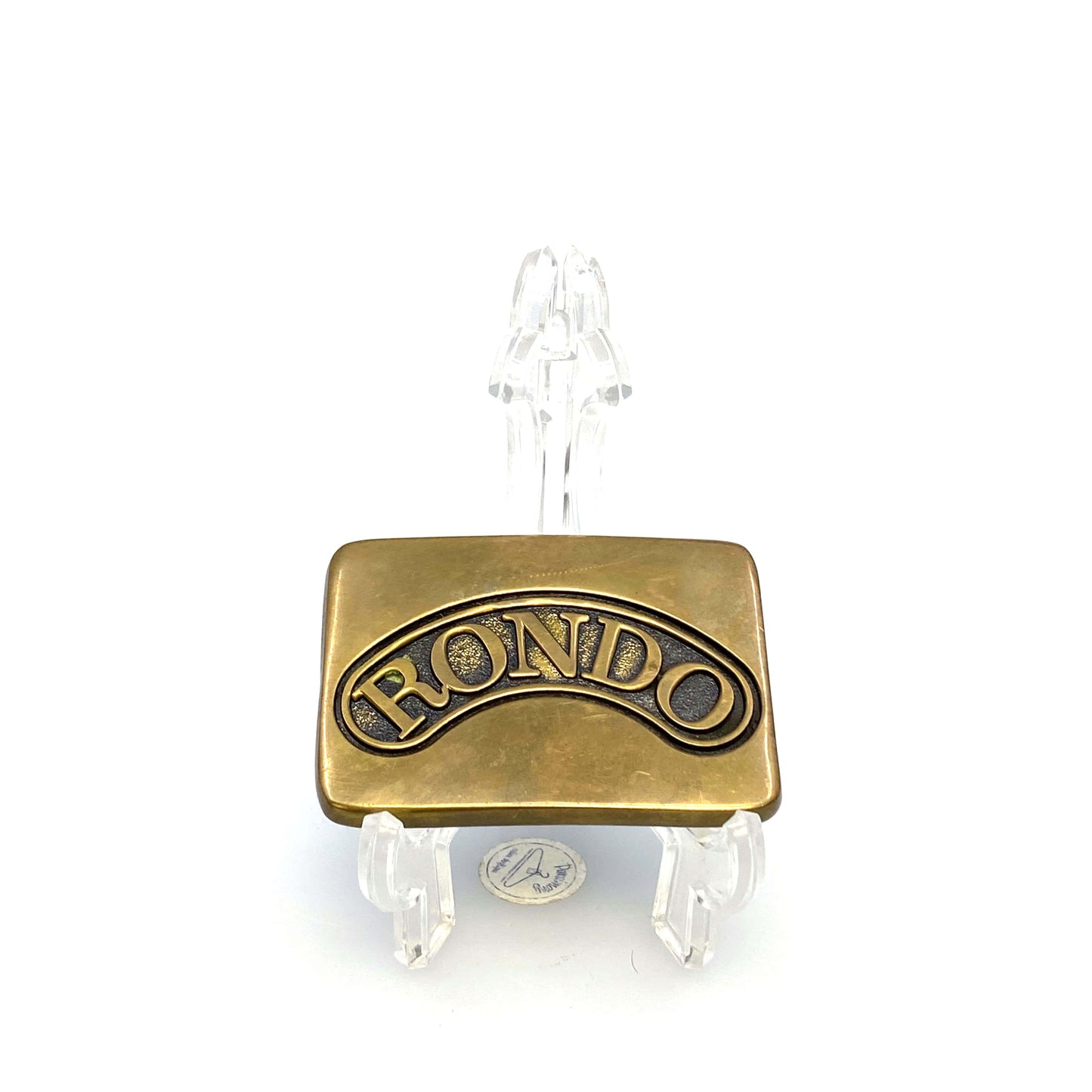 Vintage 1978 RONDO Brass Belt Buckle 3”