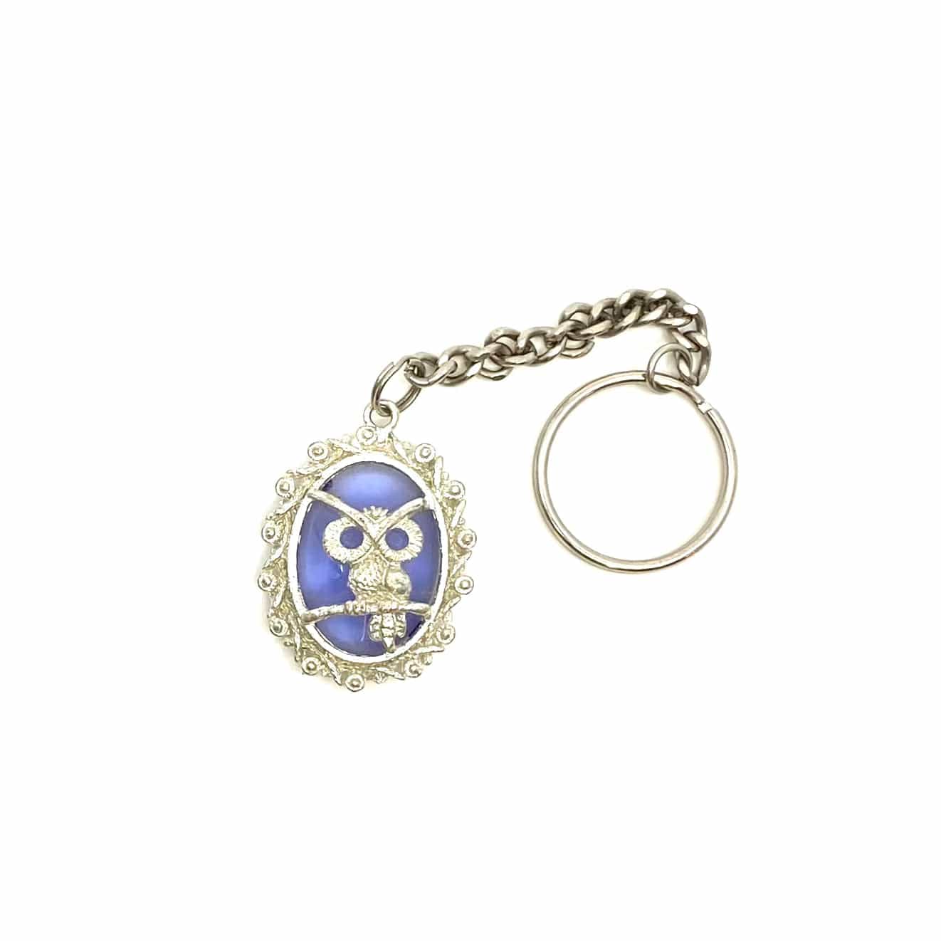 Silver Purple Owl Keychain Pendant Keychain Charm Key Ring