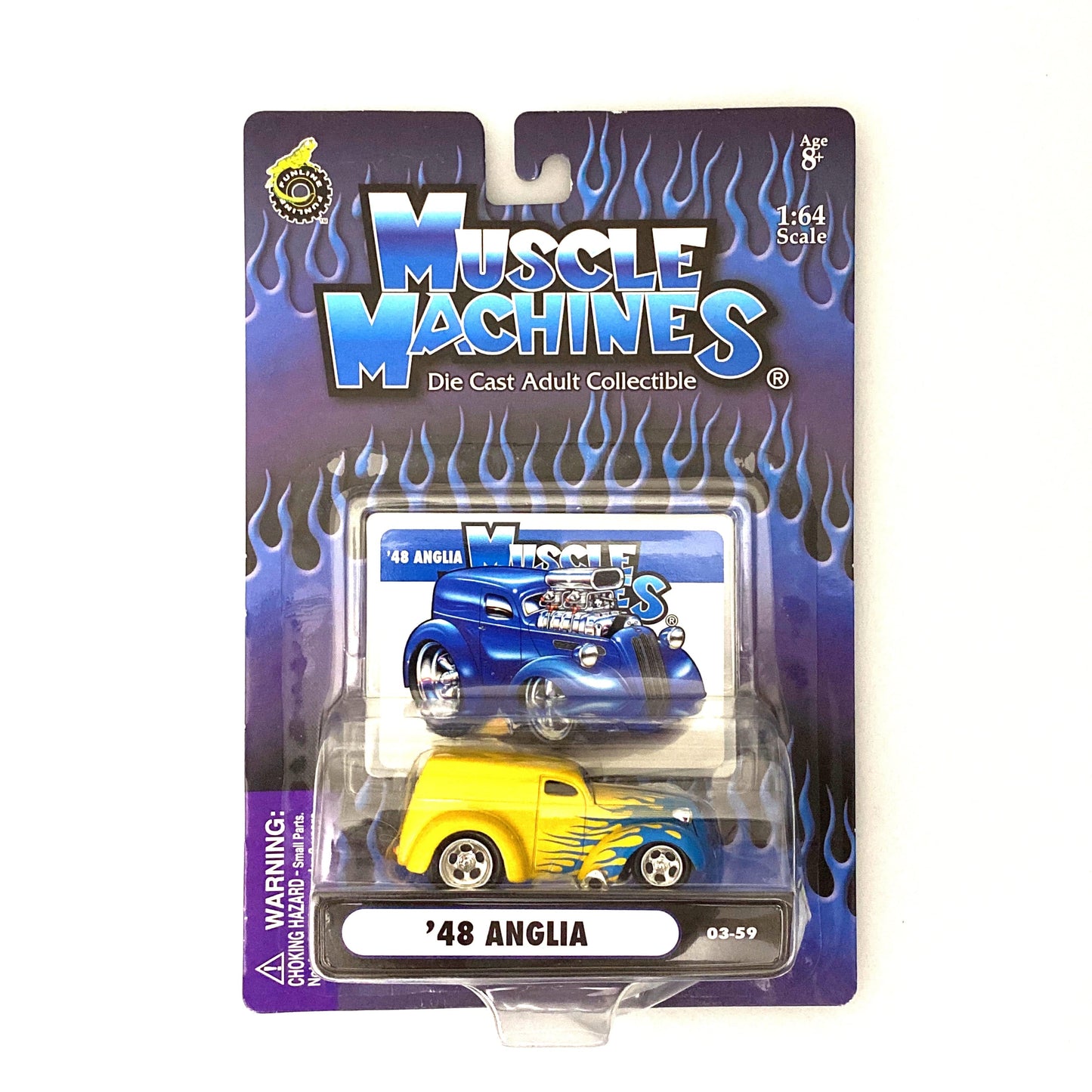 Muscle Machines '48 Anglia Diecast Car – Vibrant 1:64 Scale Collectible for Car Enthusiasts – Yellow Vintage Model