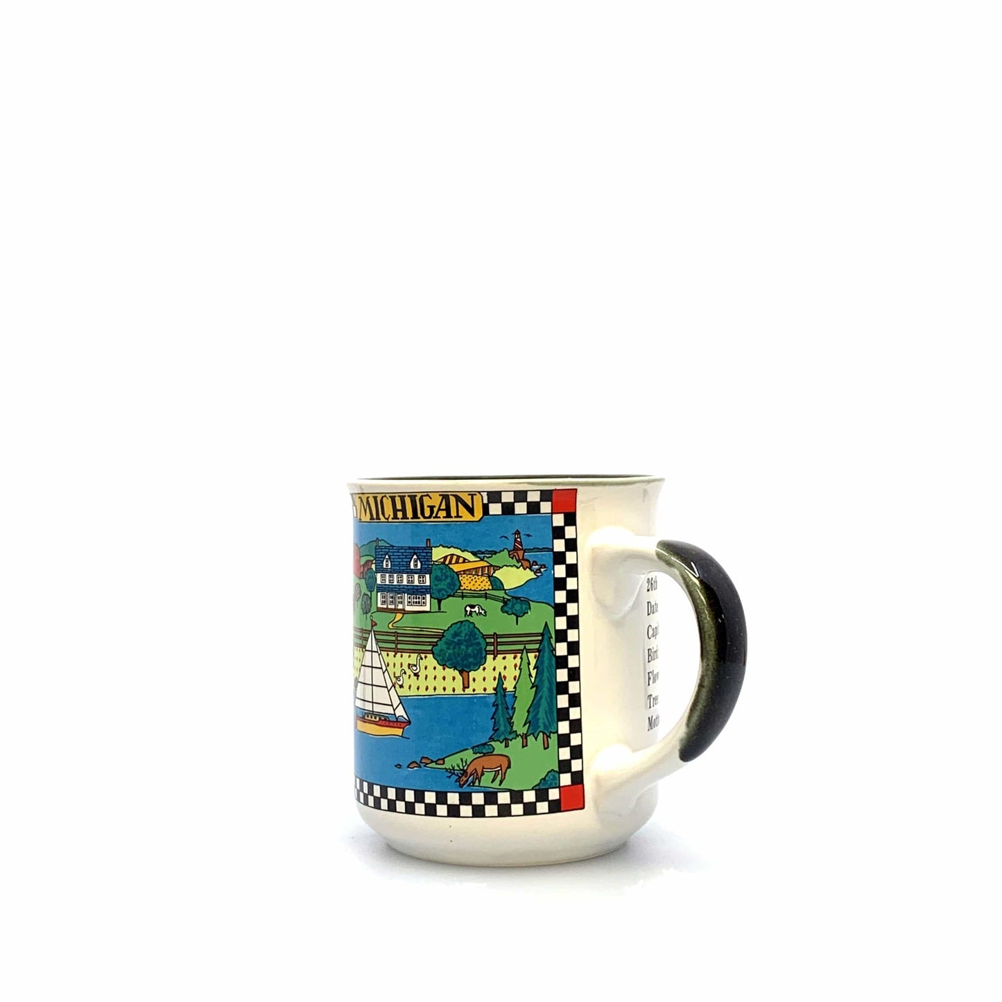 Michigan Souvenir Tourism Coffee Cup 12 Oz. White Multicolor Places