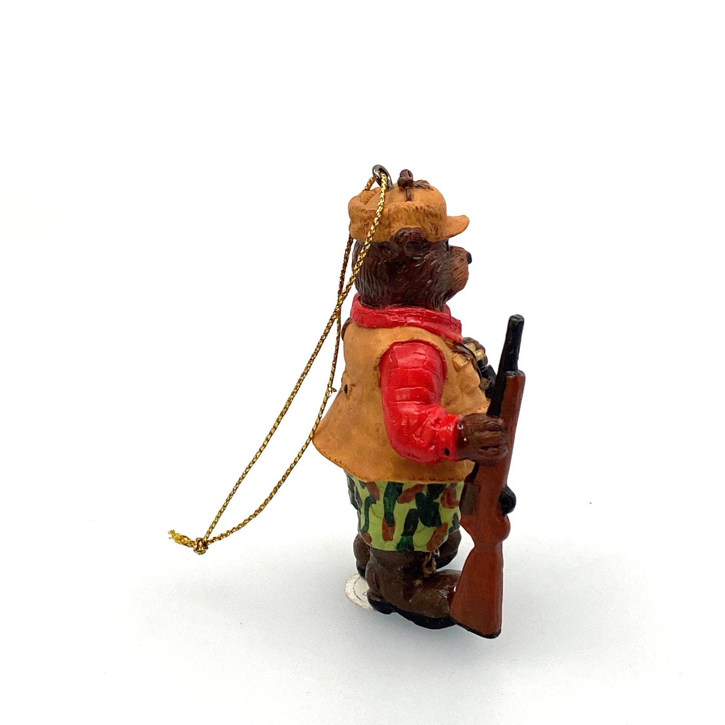 Hunter Brown Bear Rifle Camouflage Pants Holiday Ornament Figurine Hunting