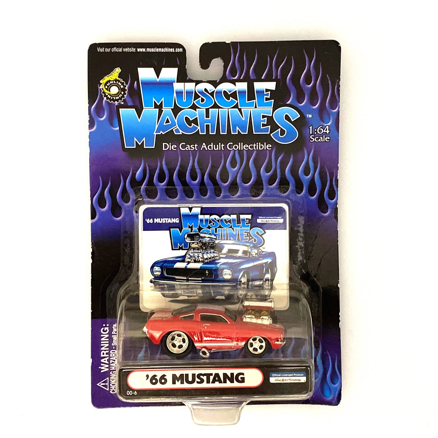 Muscle Machines '66 Mustang Diecast Car – Vintage 1:64 Scale Model for Collectors – Red Metal Finish
