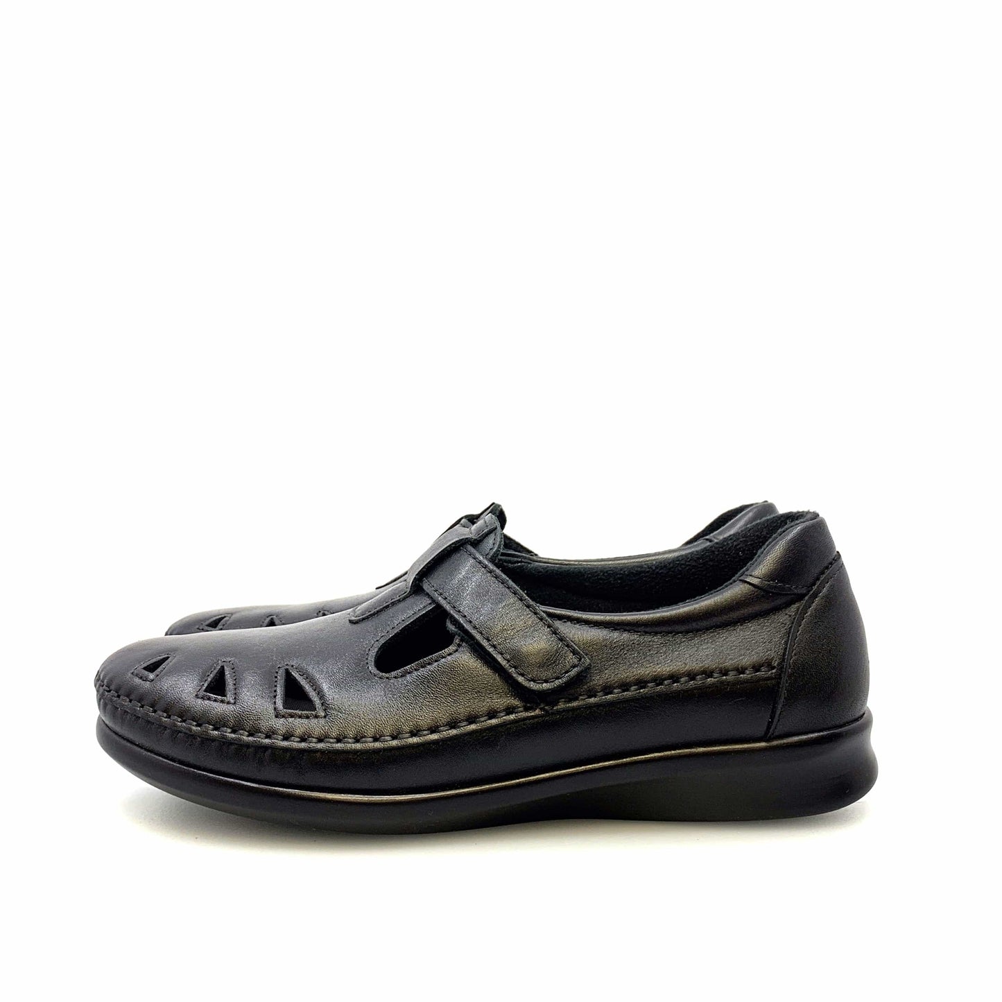 SAS Womens Size 9.5M Black Roamer Moc Leather Shoes Tripad Comfort Walking