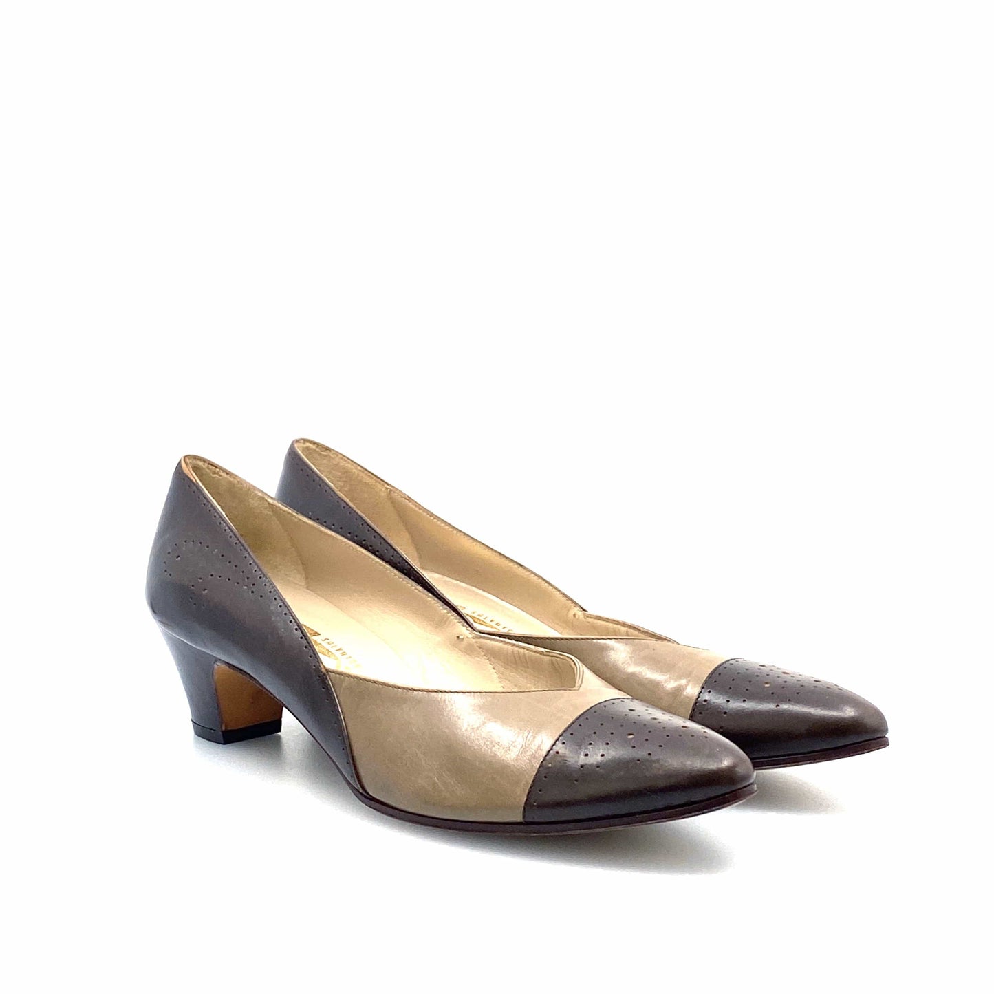 Salvatore Ferragamo Womens Brown Leather Heels Pumps Shoes 8 AAAA