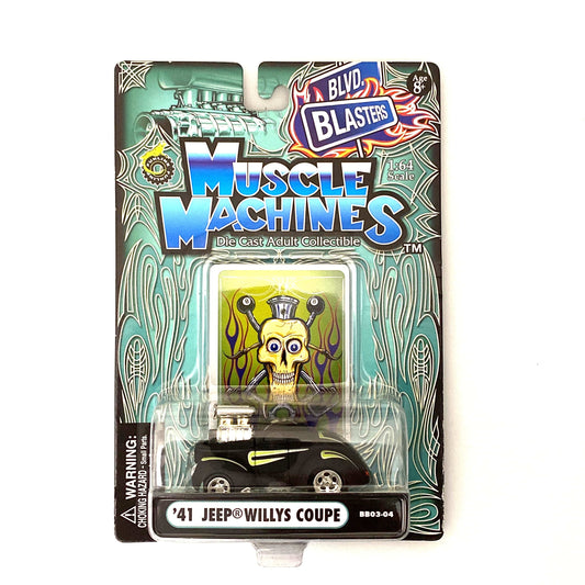 Muscle Machines '41 JEEP Willys Coupe – Black Diecast Collectible Car for Car Enthusiasts – 1:64 Scale Model – Vintage Style