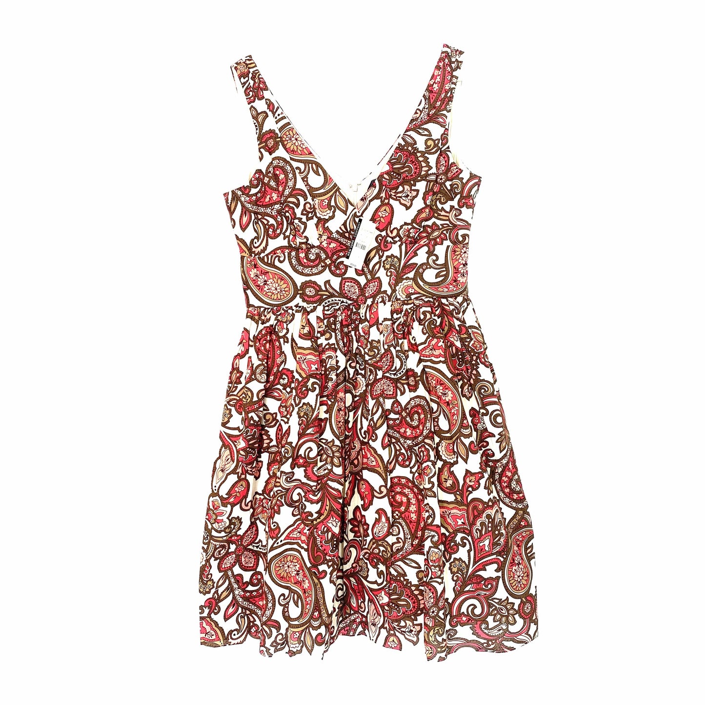 New York & Company Women's White Paisley Floral Fit & Flare Dress - Size L (12-14) - New with Tags