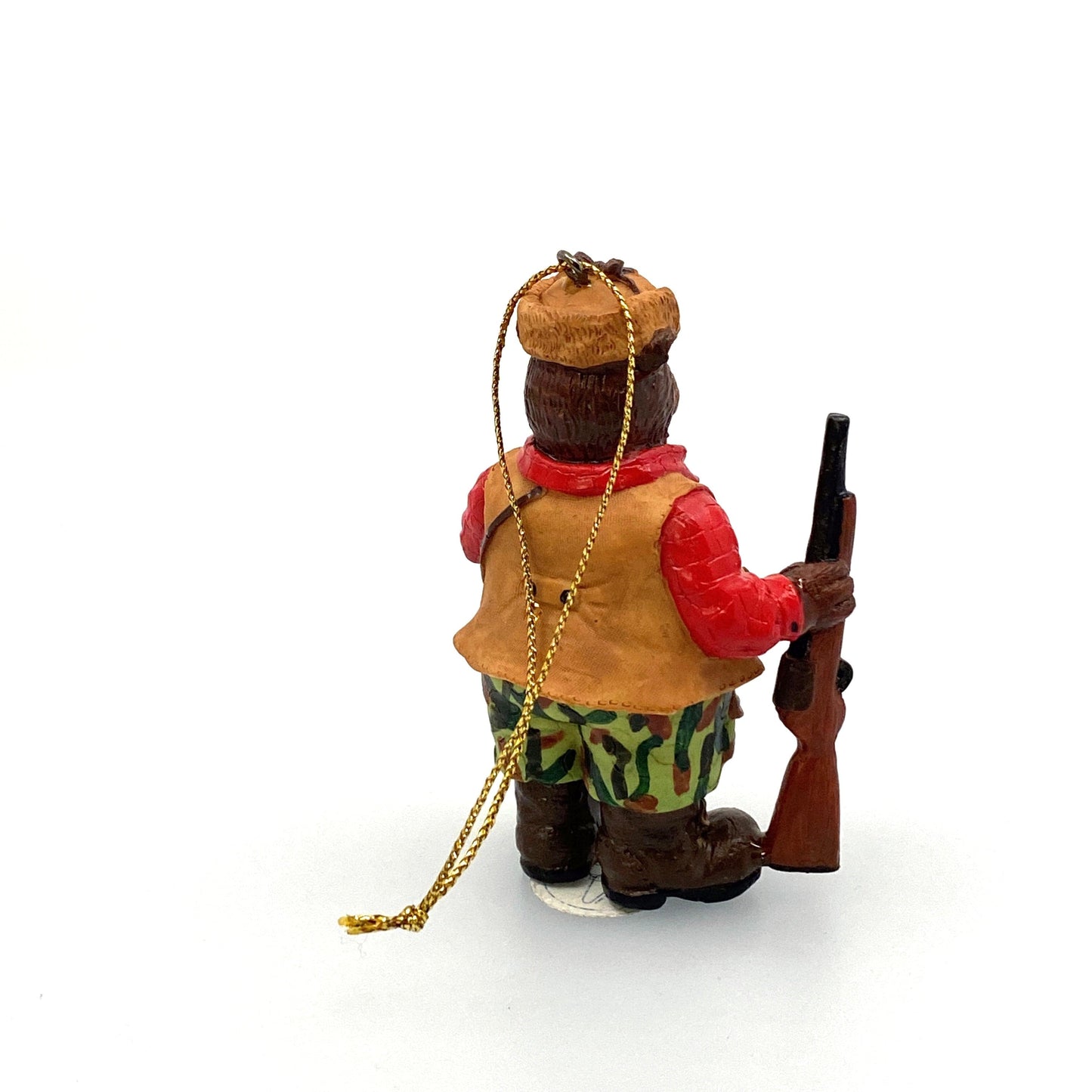 Hunter Brown Bear Rifle Camouflage Pants Holiday Ornament Figurine Hunting