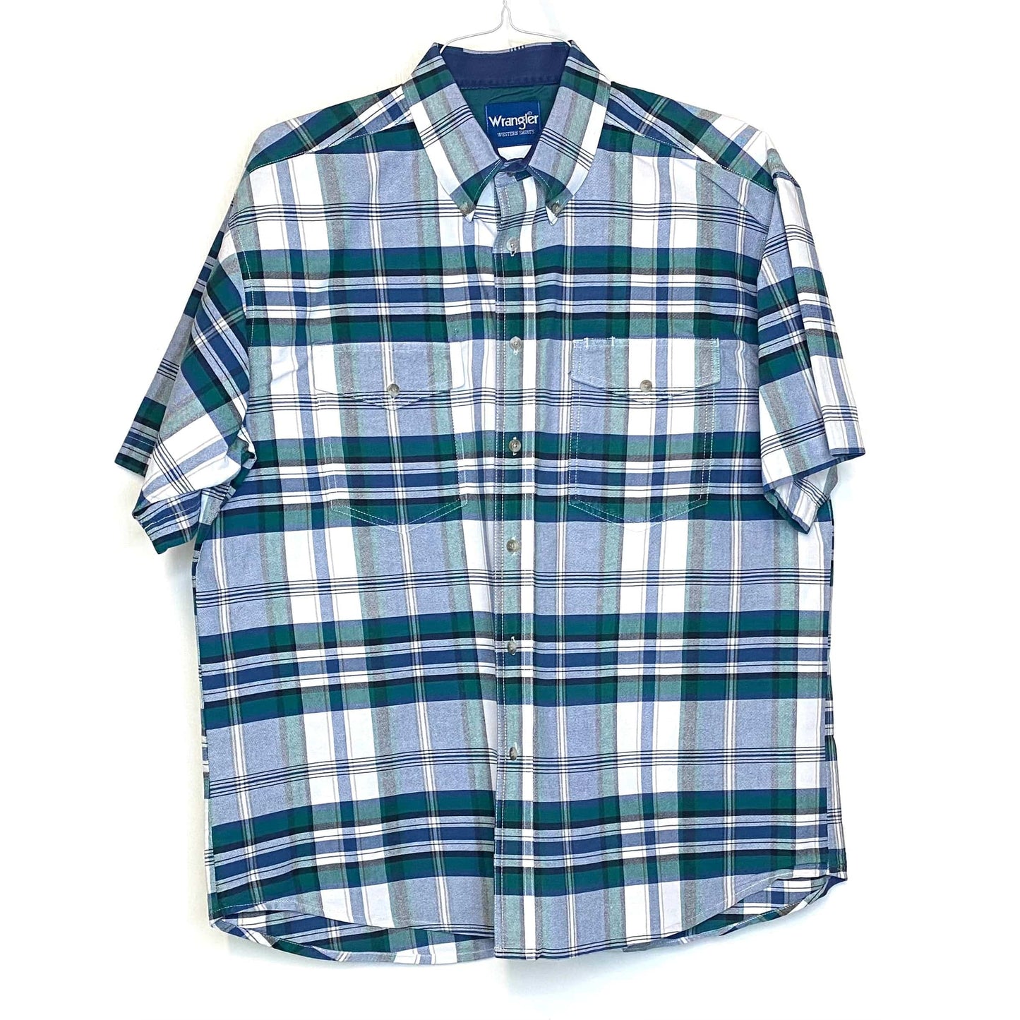 Men's Casual Shirt - Size XLT - Blue/Green Plaid - Short Sleeve Button-Up