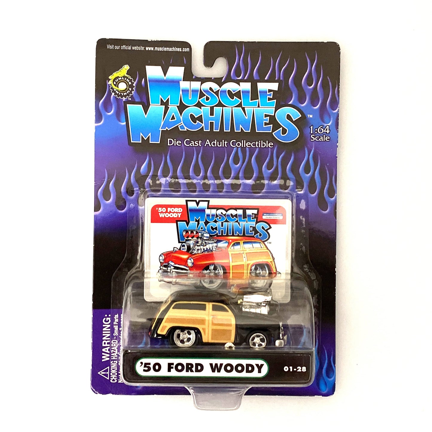 Muscle Machines '50 Ford Woody Diecast Car – Vintage 1:64 Scale Collectible for Adult Enthusiasts – Classic Black Design