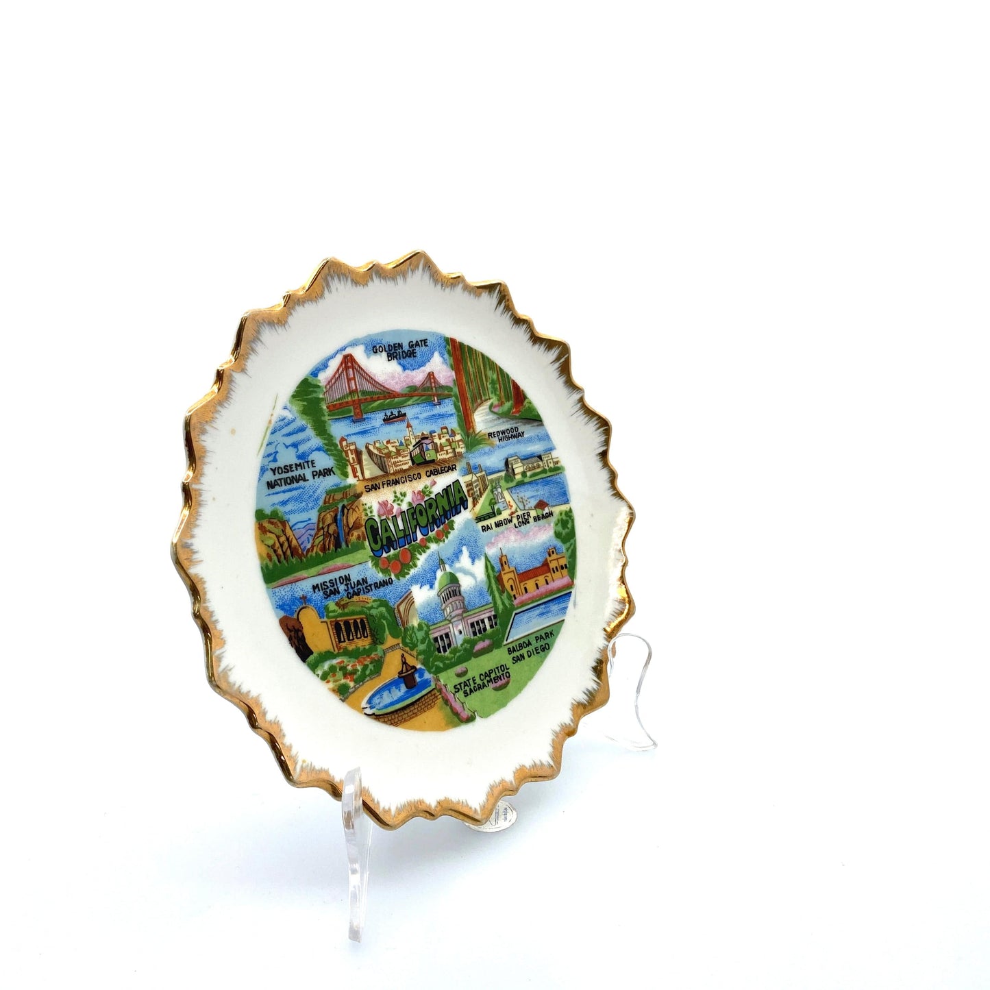 Vintage State Souvenir Plate “California” Collectible, White - 7”