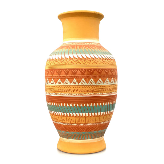 Native Navajo Pottery Anna Tsosie Signed Vase Terra Cotta Hand Etched - Large 18”