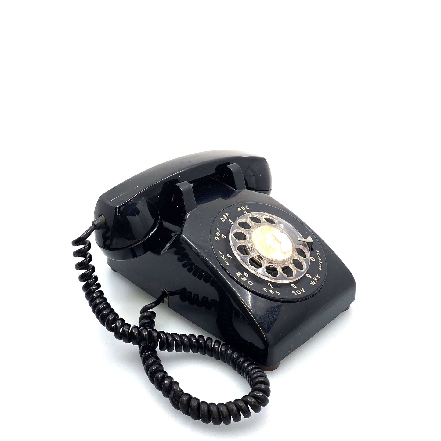 Vintage ITT Desktop Rotary Phone Black 500 Telphone Corded 1972 *FPO