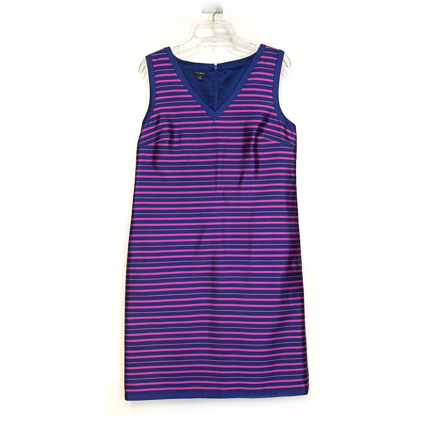 Talbots Womens Size 12 Pink Purple Striped Dress & Blazer Jacket Lined Suit