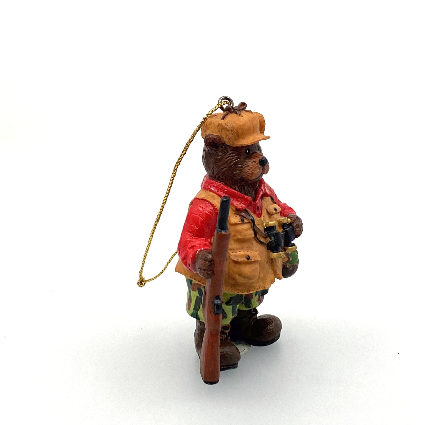 Hunter Brown Bear Rifle Camouflage Pants Holiday Ornament Figurine Hunting