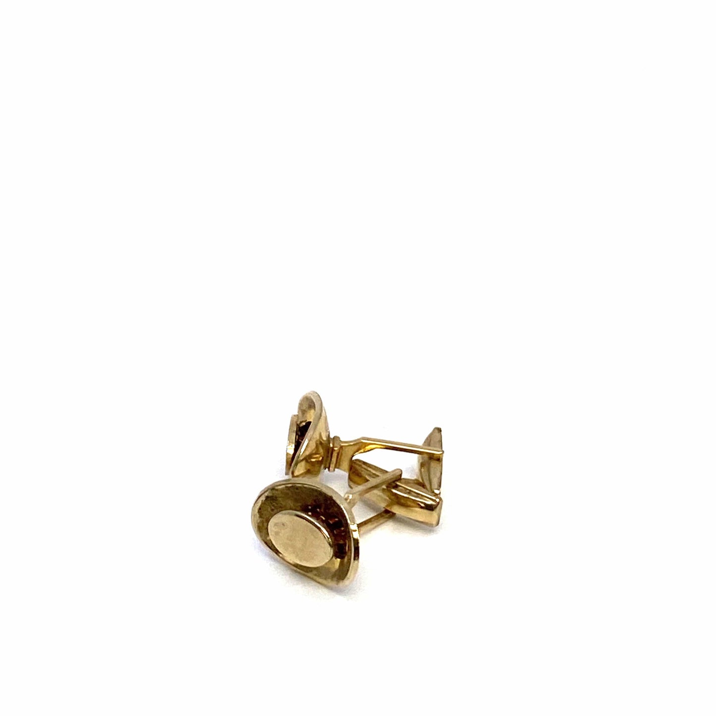 Vintage Mens Cufflinks Modernist Oval Gold, Pair