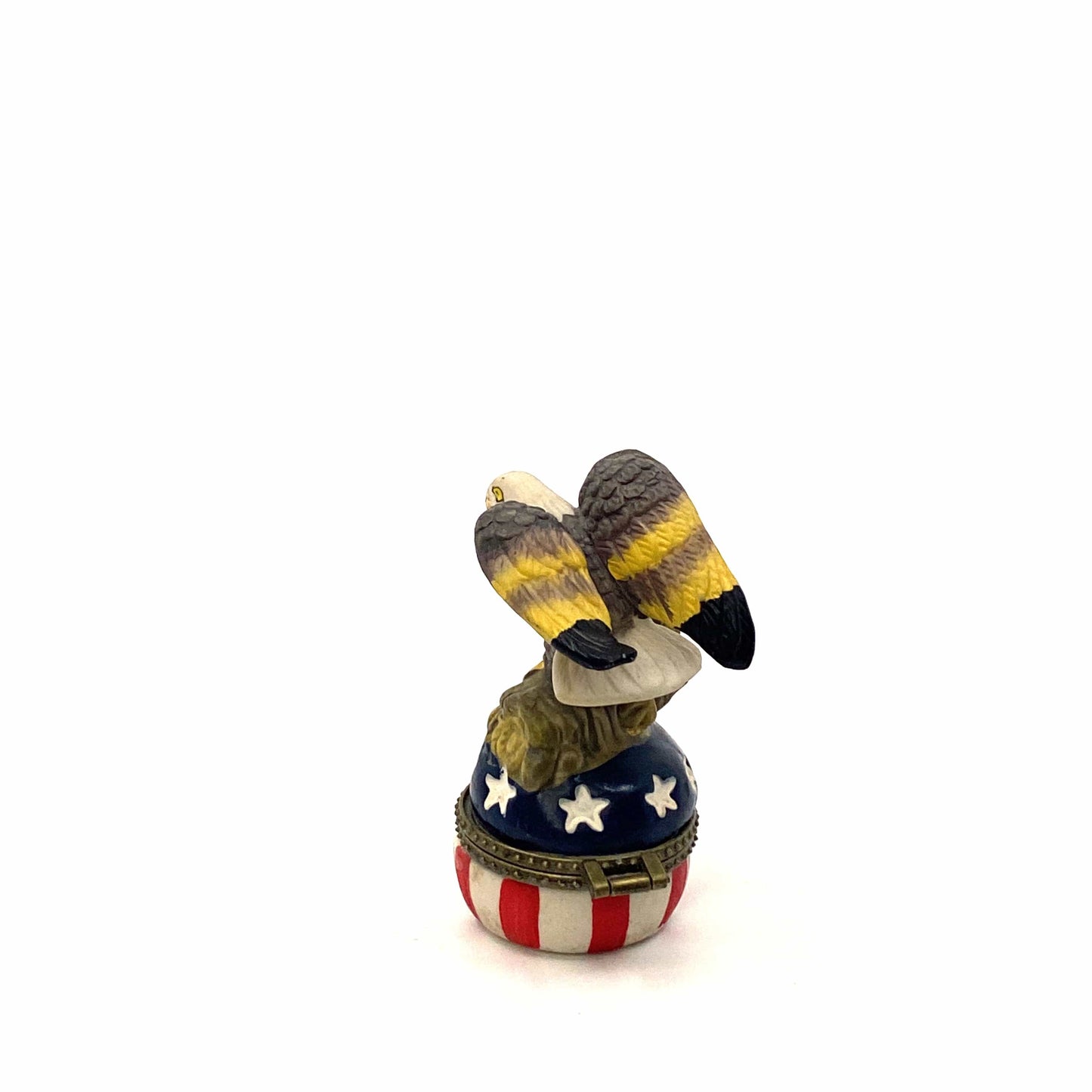 Patriotic Red White Blue Stars Stripes Trinket Box American Eagle Curio