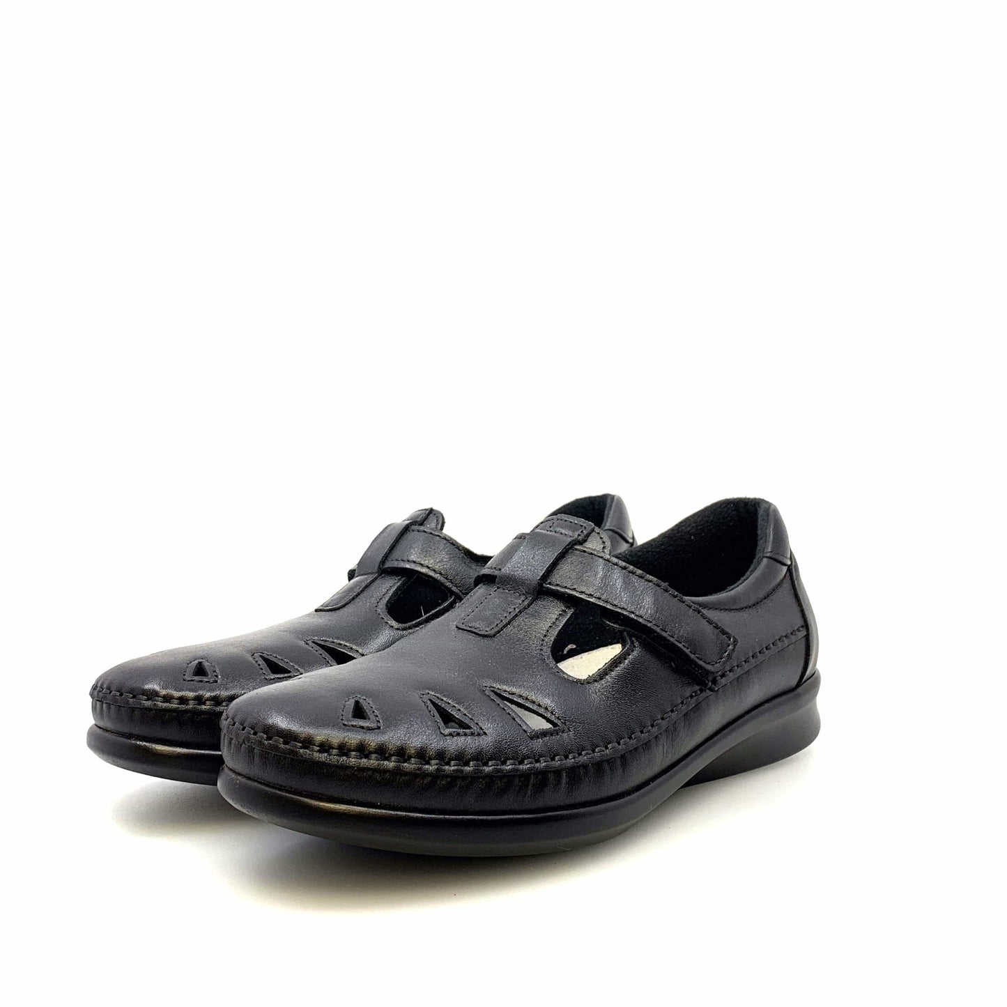 SAS Womens Size 9.5M Black Roamer Moc Leather Shoes Tripad Comfort Walking