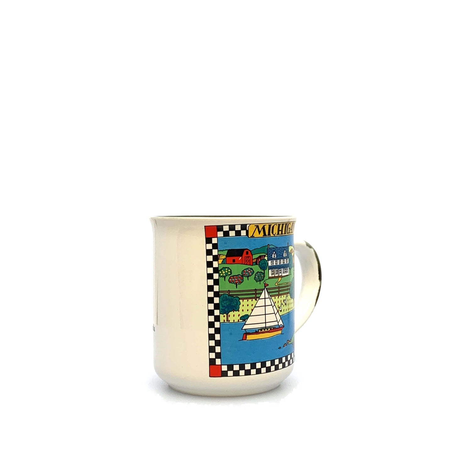 Michigan Souvenir Tourism Coffee Cup 12 Oz. White Multicolor Places