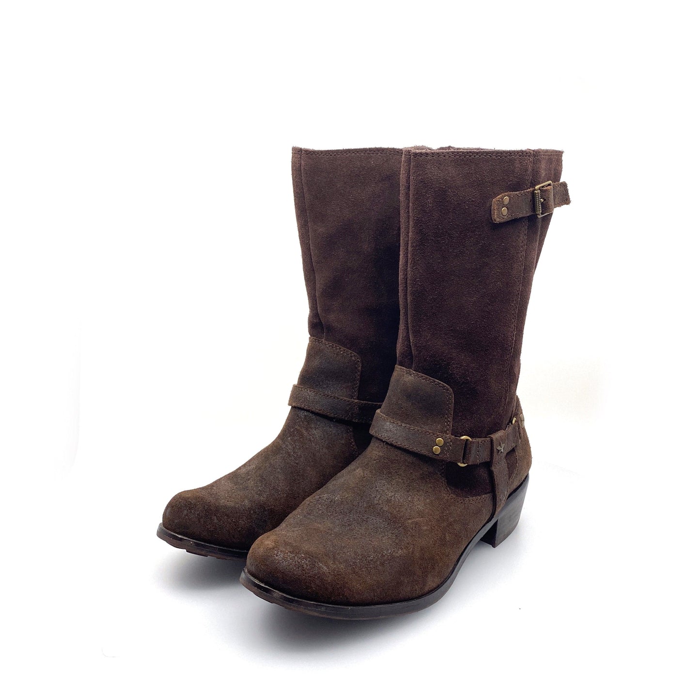 UGG Womens Size 6 Caddie Lodge Brown Leather Western Boots Zipper