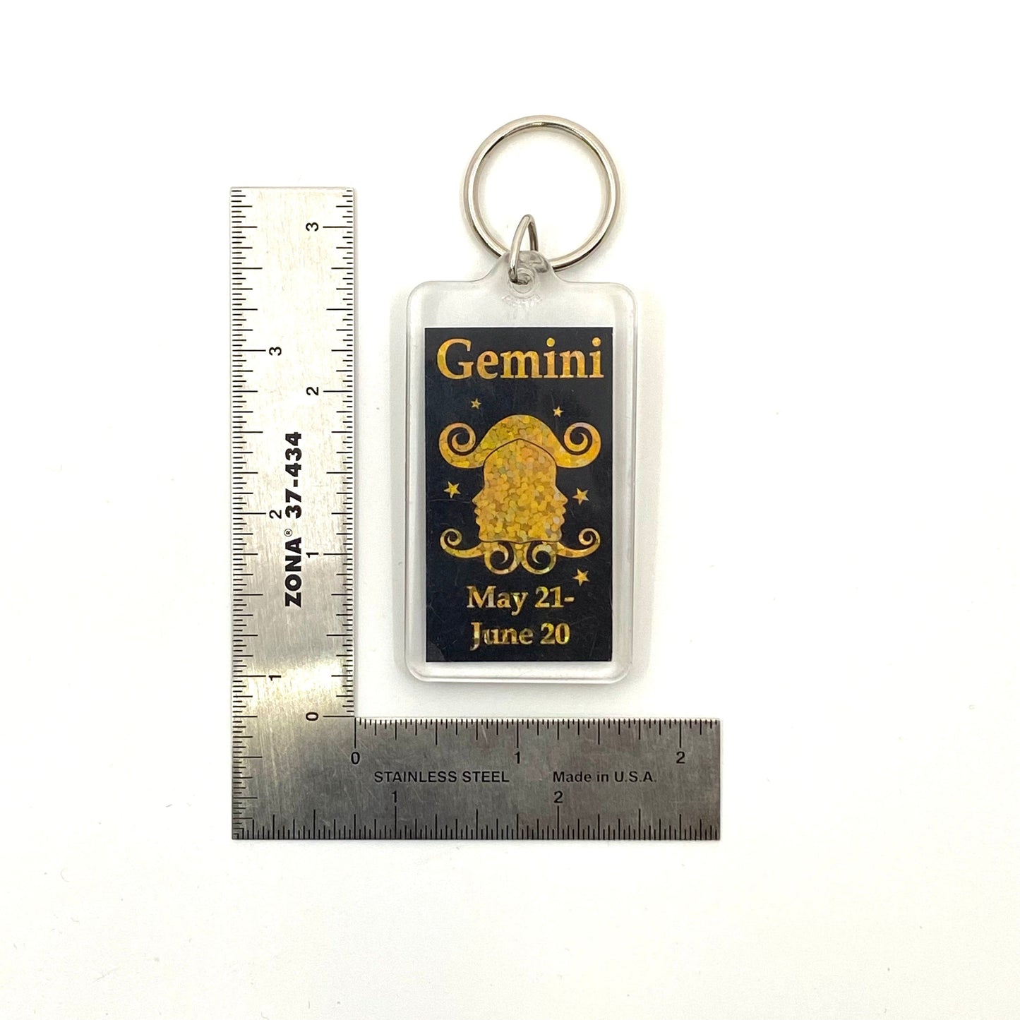 Vintage Kalan Novelty “Gemini” Horoscope Clear Acrylic Keychain