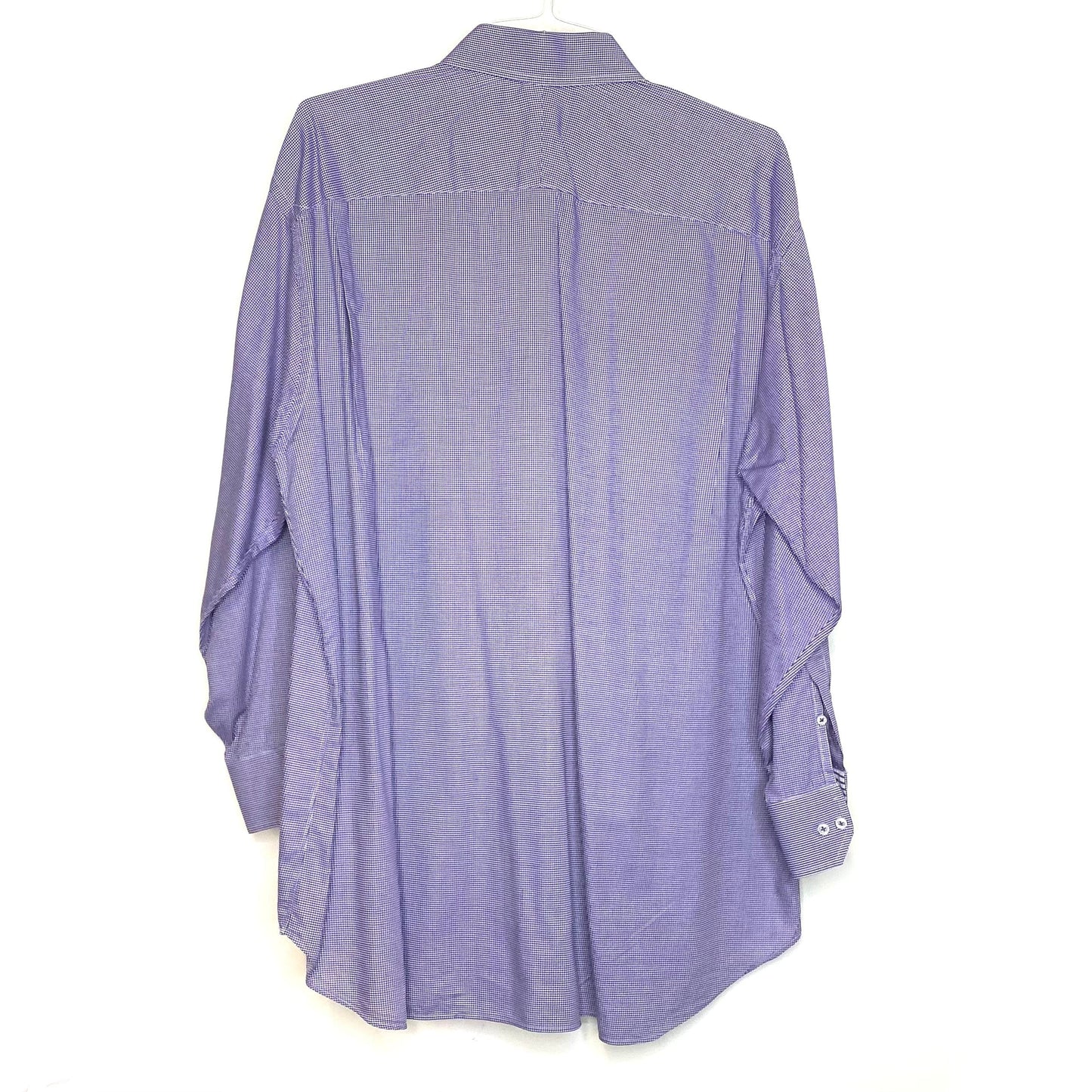 Men's Dress Shirt - Size 18/46 (XL) - Purple/White Striped - Long Sleeve Button-Up