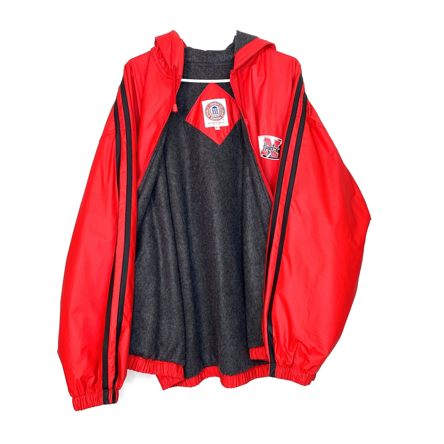 Quirky Nebraska Huskers Vinyl Rain Stadium Jacket - XL Red