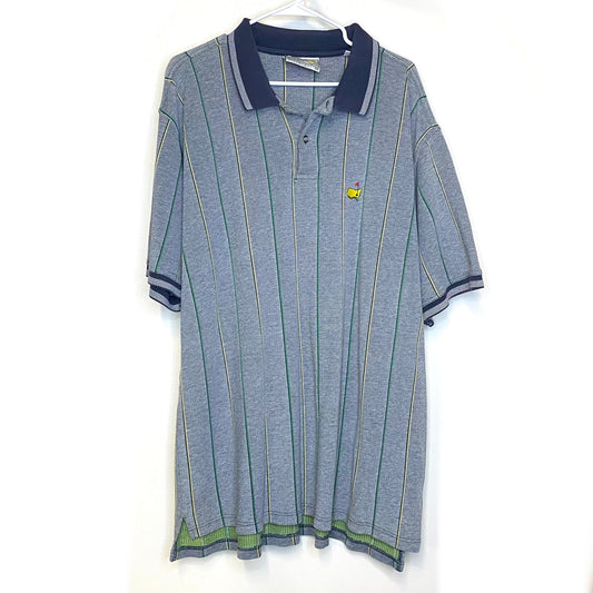 Men's Polo Golf Shirt - Size XXL - Blue/White Striped - Short Sleeve
