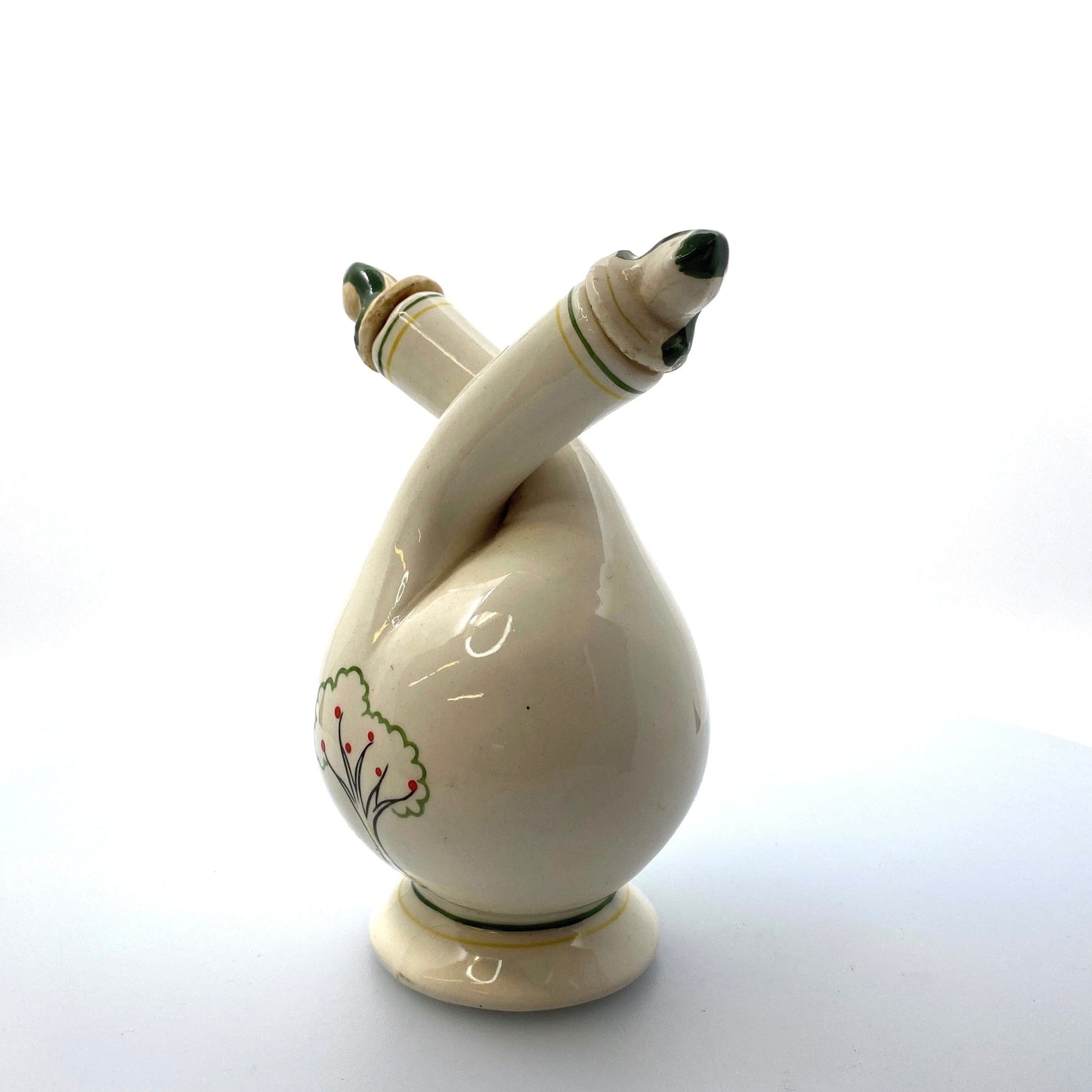 Vintage Fred Roberts Co Japan Oil & Vinegar Ceramic Twist Decanter Farmer & Wife