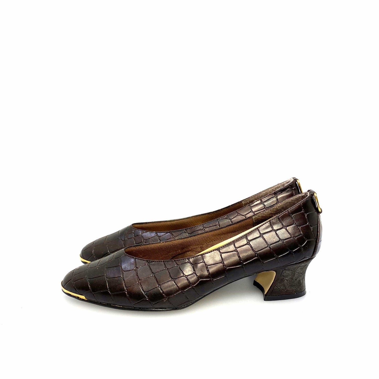 Vintage Annie Womens Size 9M Brown Gold Animal Print Heels
