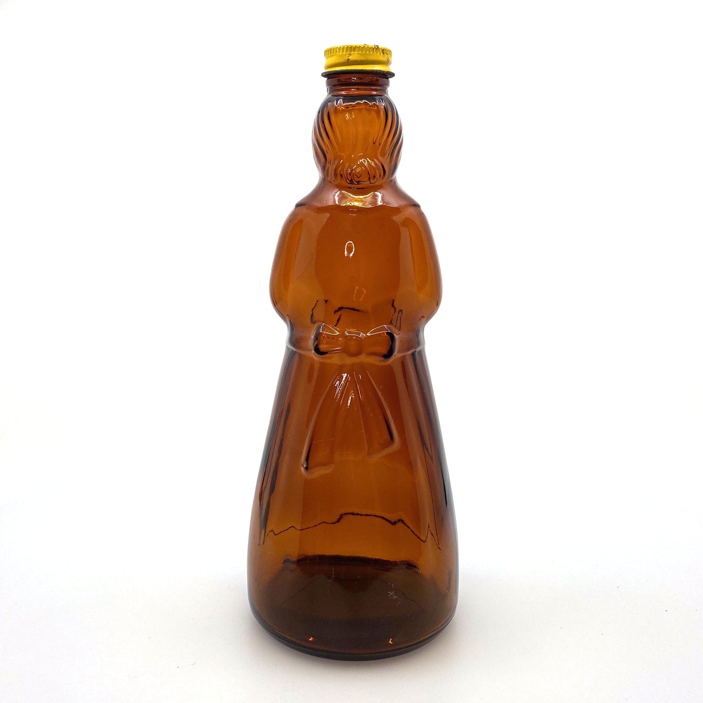 Vintage Mrs. Butterworths Syrup Glass Brown Bottle 36oz Lid