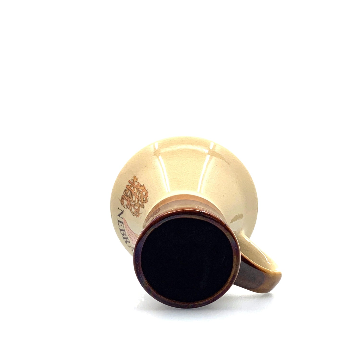 Vintage No Spill Nebraska State Tourism Brown Coffee Cup 10 Fl Oz