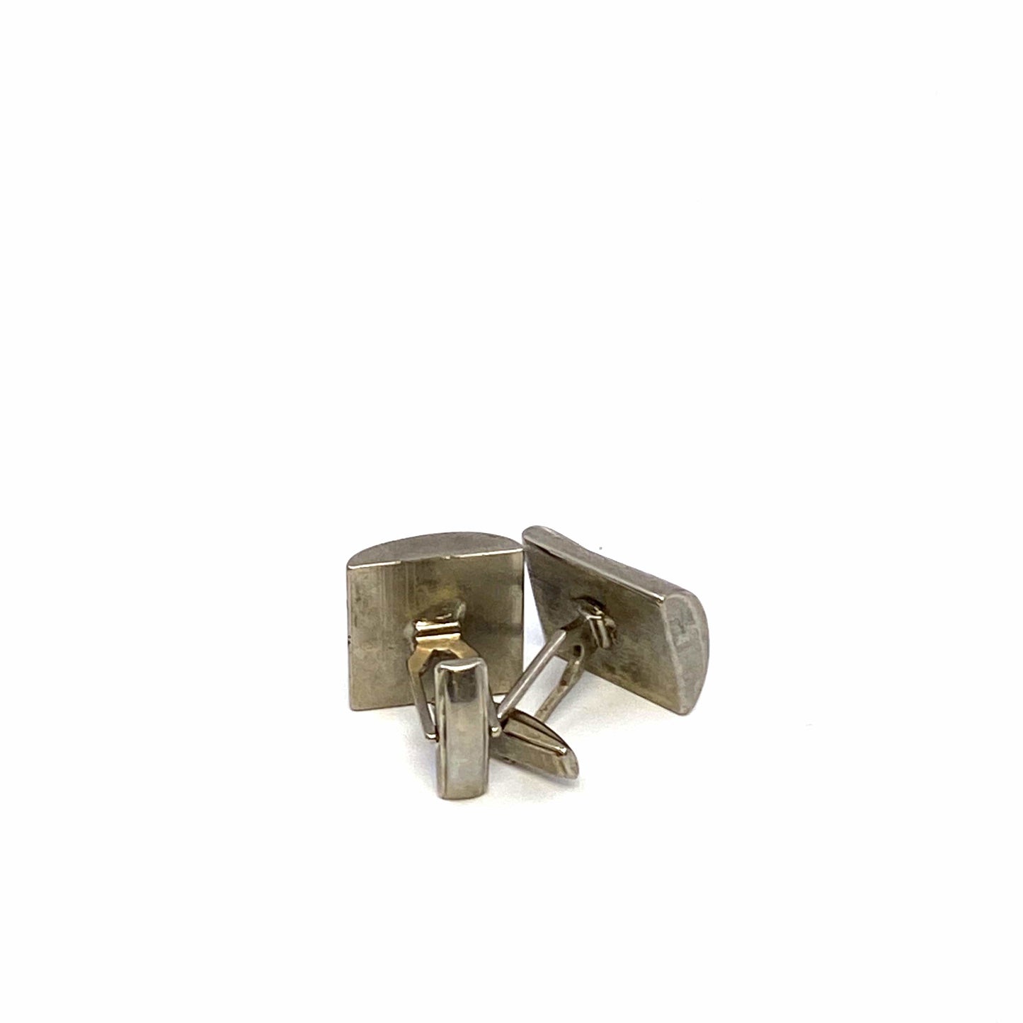 Vintage Mens Cufflinks Sterling Silver Square Wave