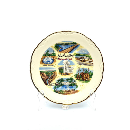 Vintage State Souvenir Plate “Yellowstone National Park” Collectible, White - 7.5”