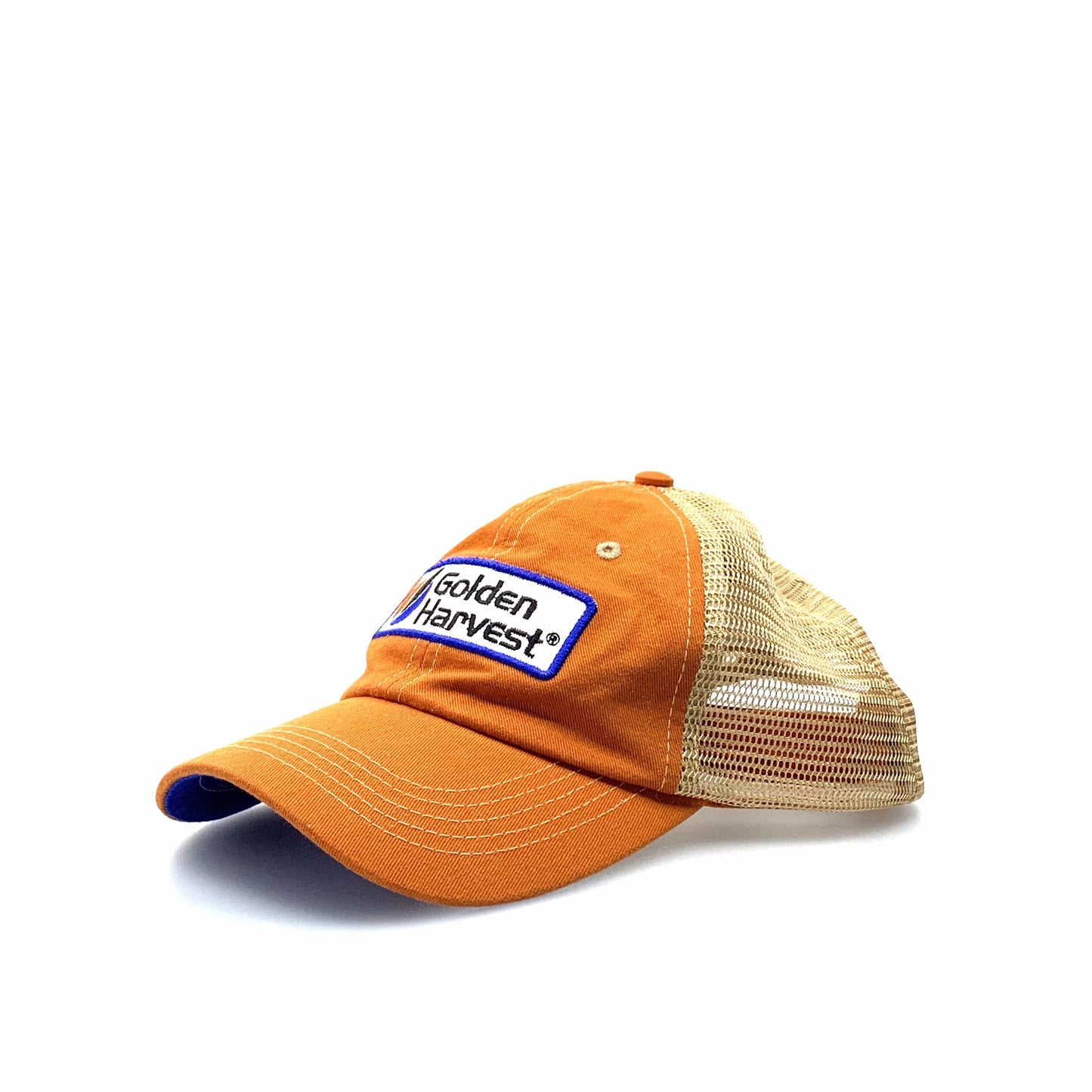 GOLDEN HARVEST Mesh Hook & Loop Trucker Hat Orange Beige OSFM