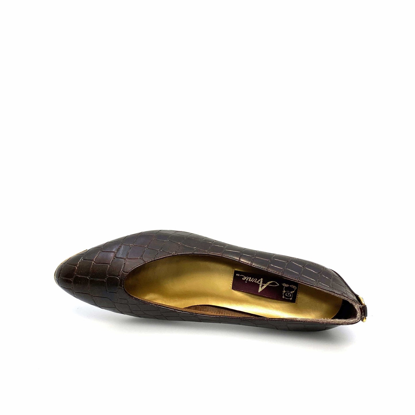 Vintage Annie Womens Size 9M Brown Gold Animal Print Heels