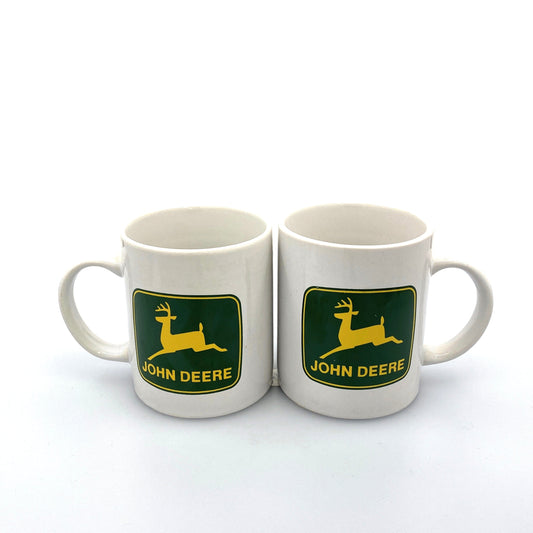 Set of 2, John Deere Coffee Cup Mug Logo Face 12 Oz