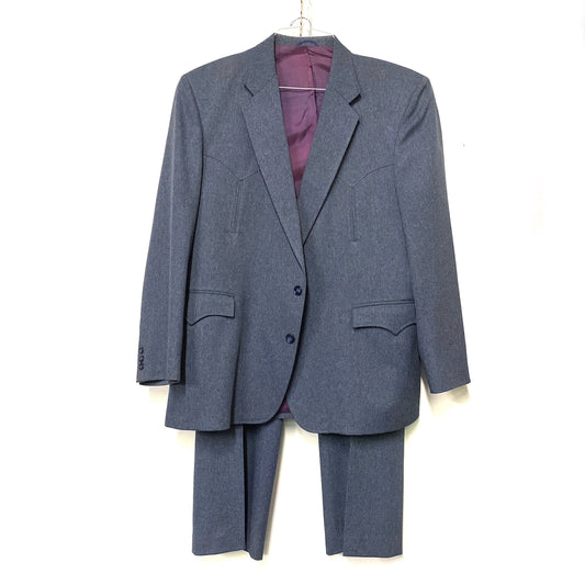 Vintage Circle S Suit Jacket & Pants 48R Gray Western Made in USA