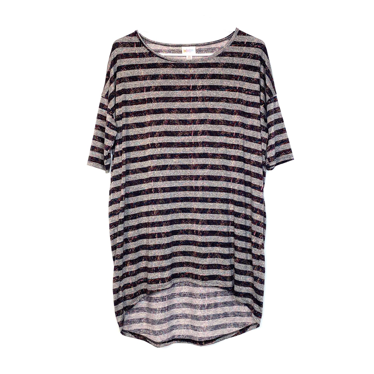 LulaRoe Vault | Irma Tunic Top | Size: XS (2-4) | Multicolor Static Stripes | Pre-Owned