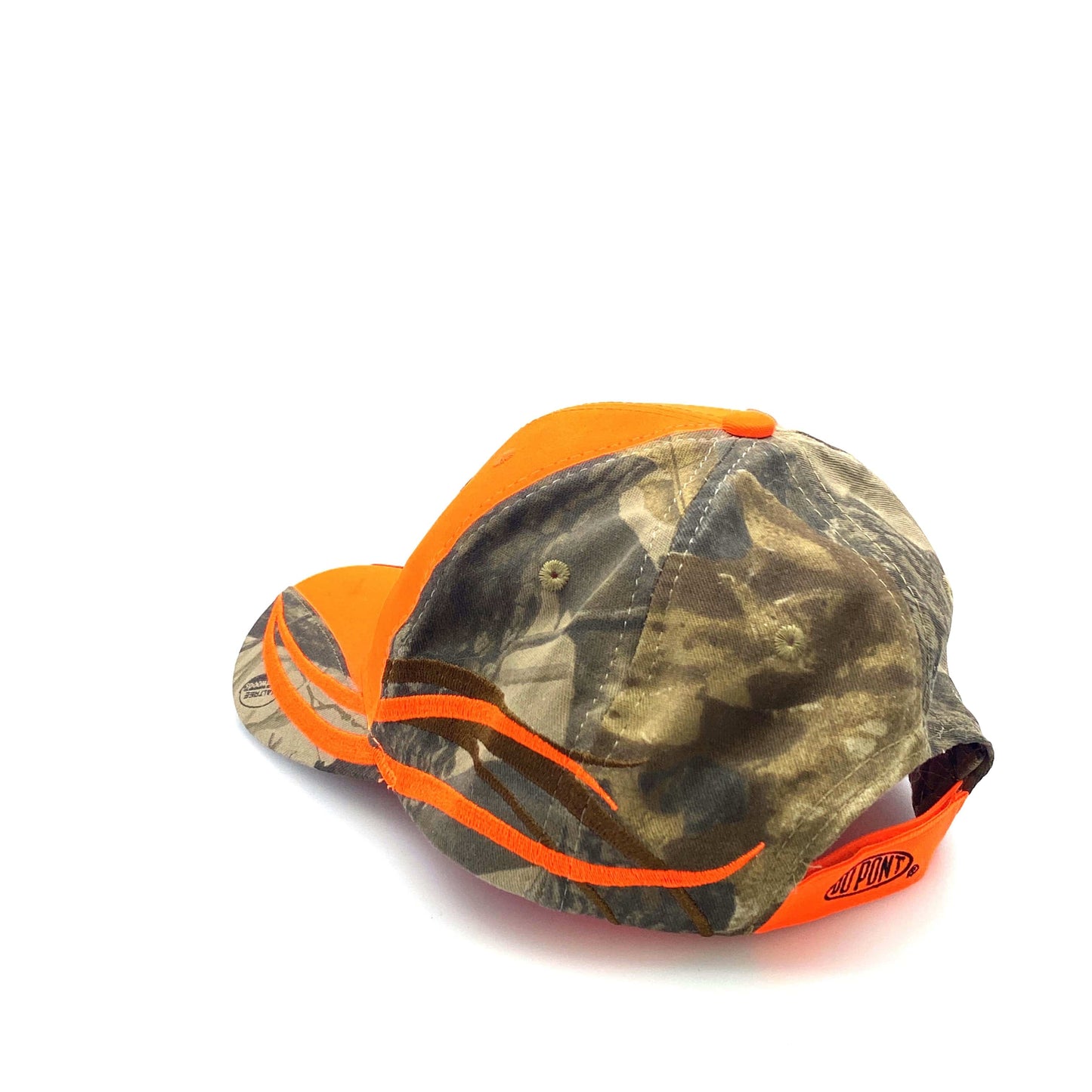 Pioneer Seed Mens Adjustable Baseball Hat Safety Orange and Camouflage