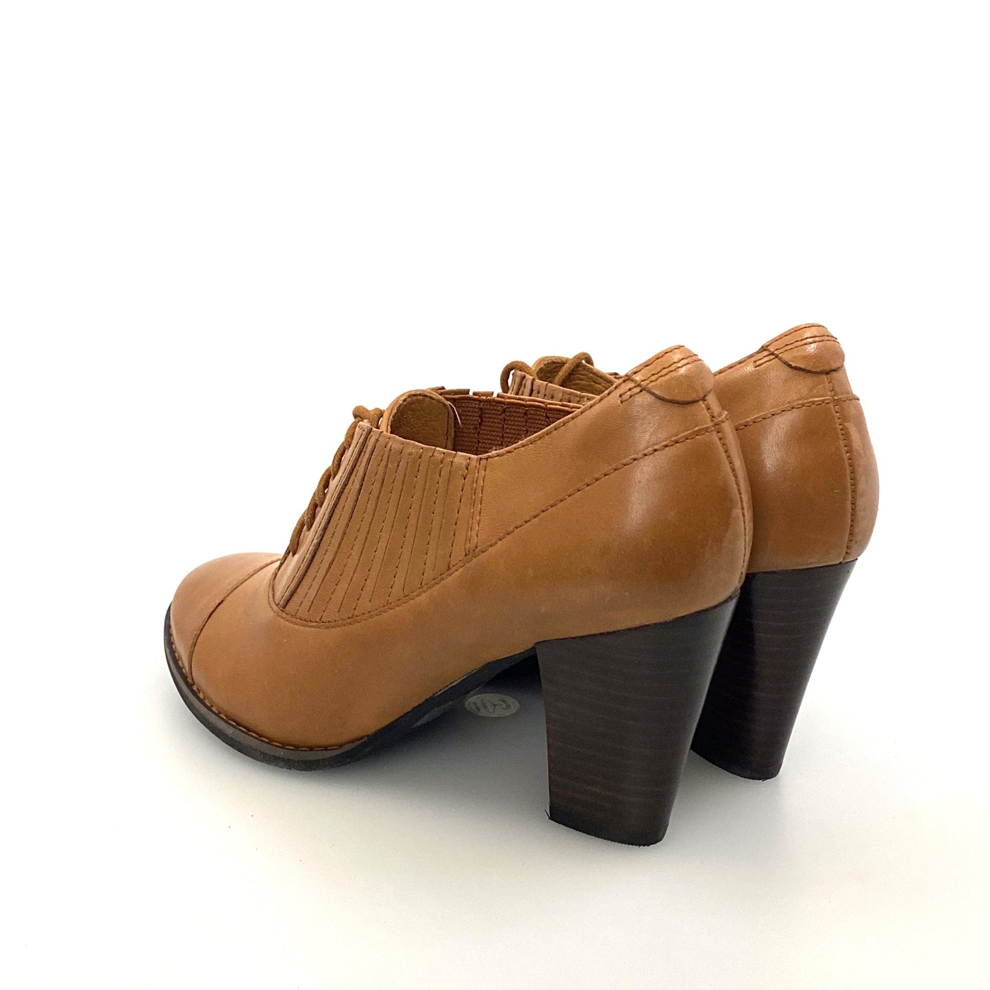Indigo by Clarks Womens “Heather Merlin” Size 6M Beige Brown Leather Ankle Booties Lace Up