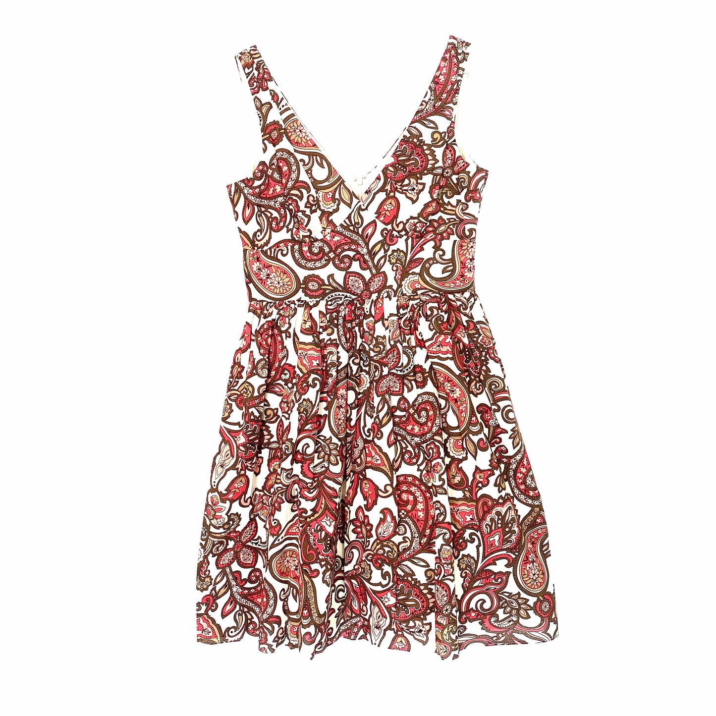 New York & Company Women's White Paisley Floral Fit & Flare Dress - Size L (12-14) - New with Tags