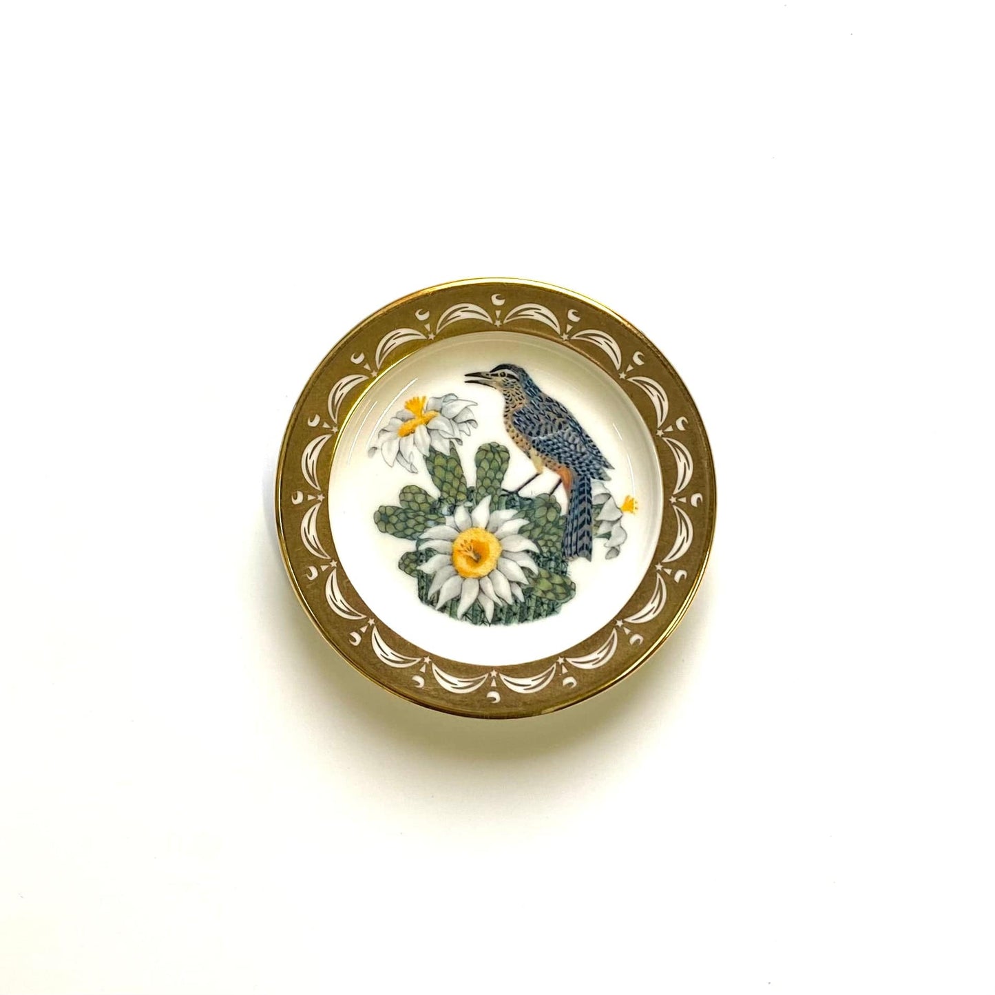 Franklin Porcelain State Birds and Flowers Miniature Plate ARIZONA Cactus Wren / Saguaro Cactus