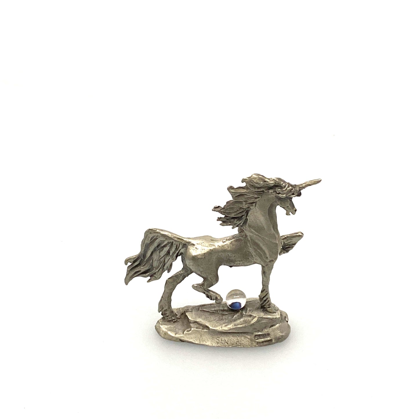 Spoontiques 1983/1984 Pewter Unicorn Figurine w/Glass Ball
