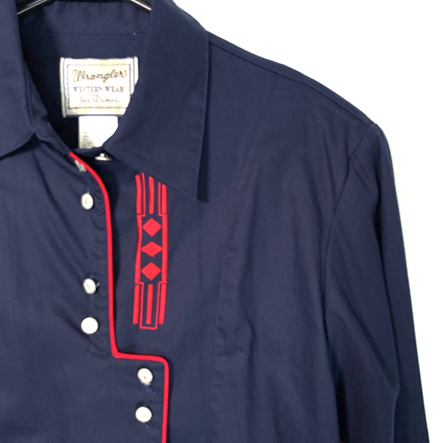 Vintage 1994 Women's Blue Wrangler Western Flannel Shirt - Size L - Button-Up Collared
