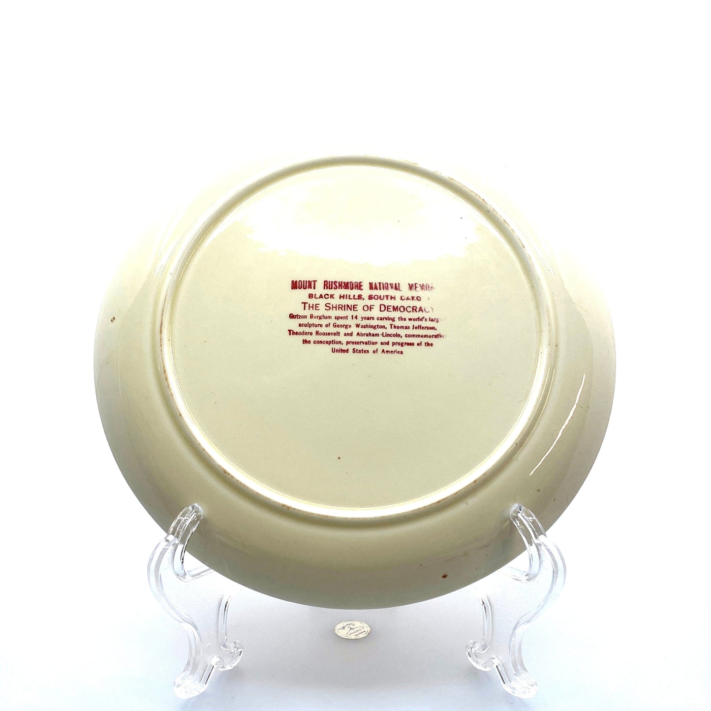 Vintage State Souvenir Plate “Mt. Rushmore National Memorial” Collectible, White - 10.25”