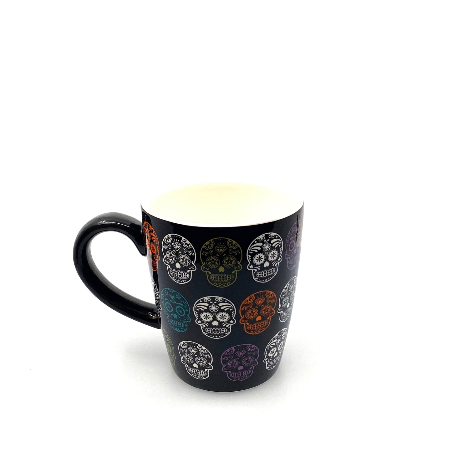 Sugar Skull Pattern Ceramic Coffee Cup Mug, Black - 12oz