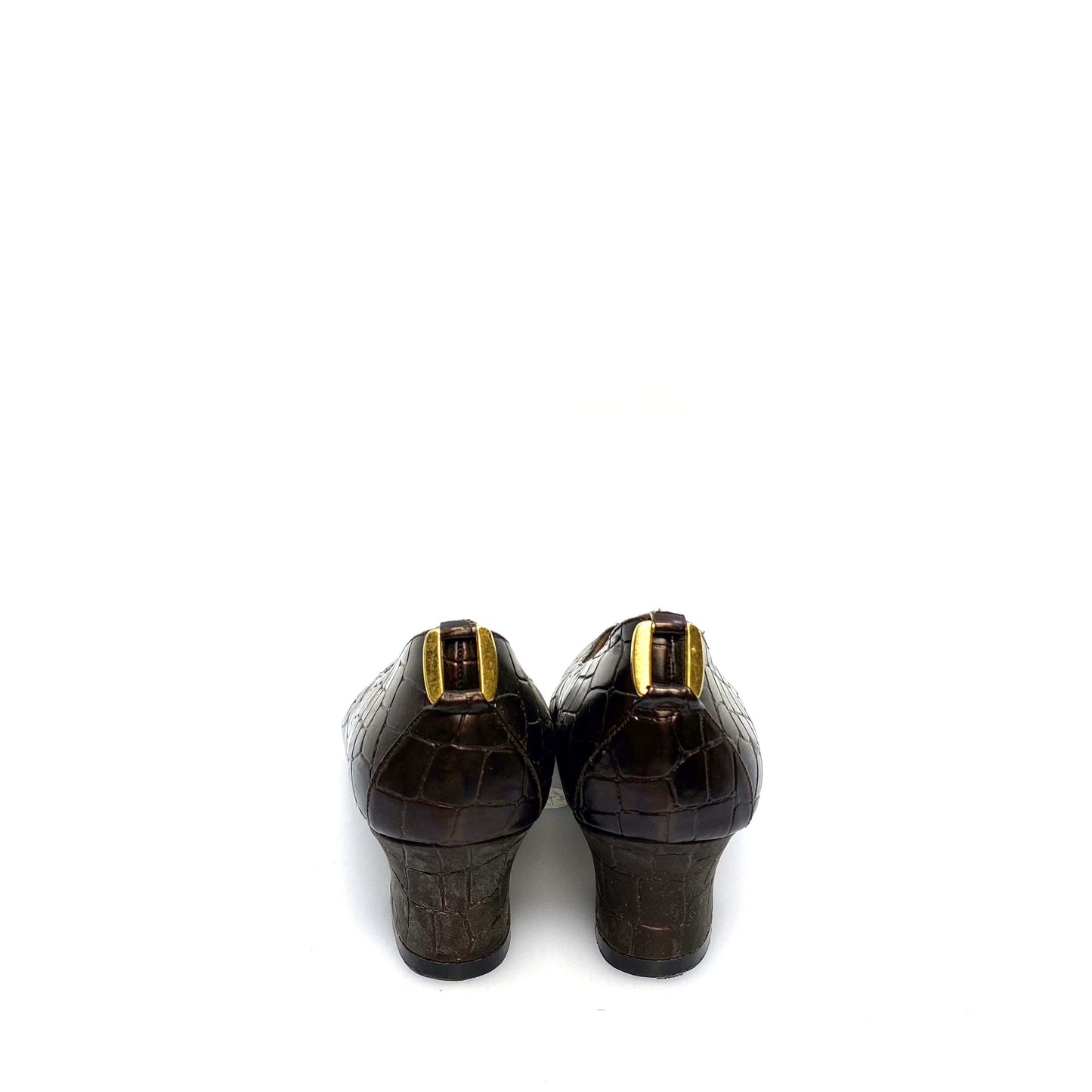 Vintage Annie Womens Size 9M Brown Gold Animal Print Heels