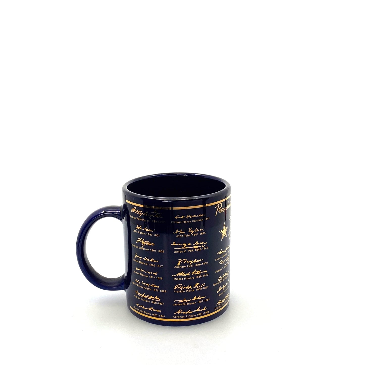 Presidential Signatures 1789 - 2001 Blue Ceramic Coffee Mug Cup, 12 Oz