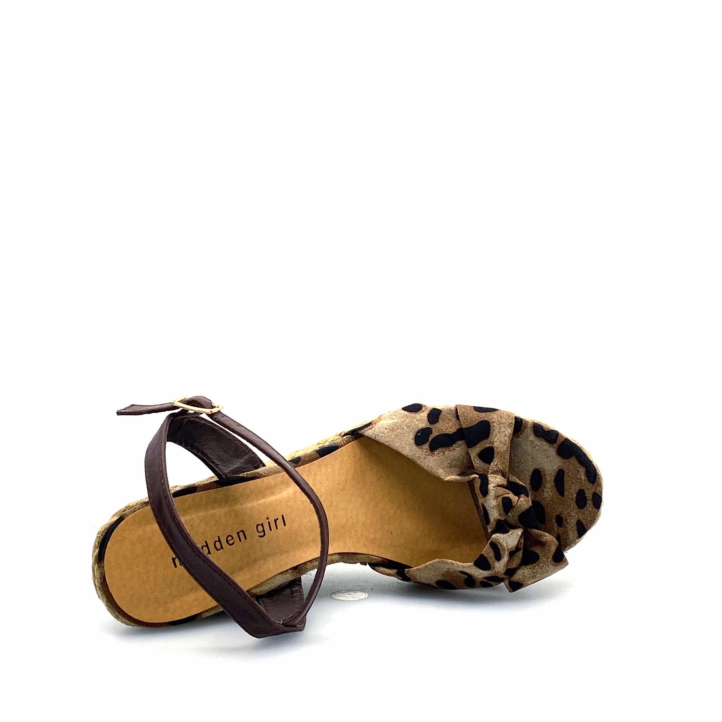Madden Girl Womens Size 8.5 Endanger Open Toe Wedge Heels Animal Print